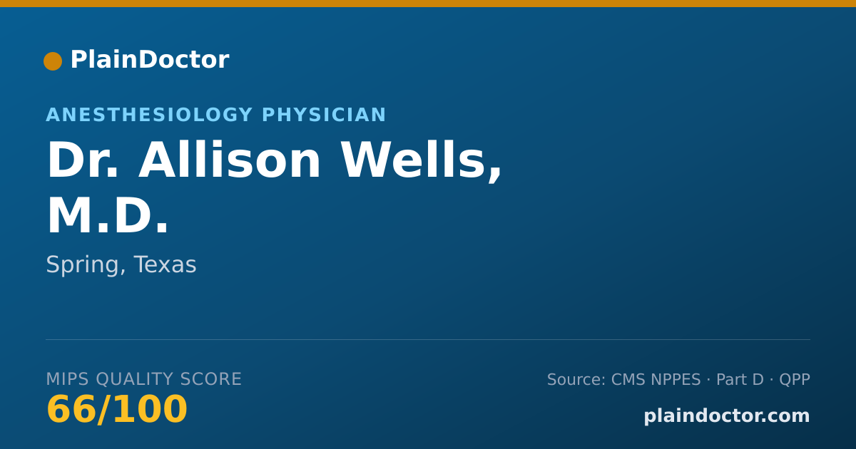 Shareable card for Allison Wells, M.D. - Anesthesiology Physician, Spring, TX