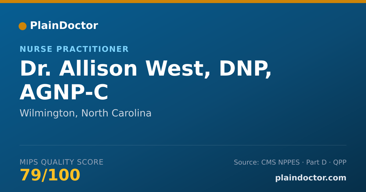 Shareable card for Allison West, DNP, AGNP-C - Nurse Practitioner, Wilmington, NC