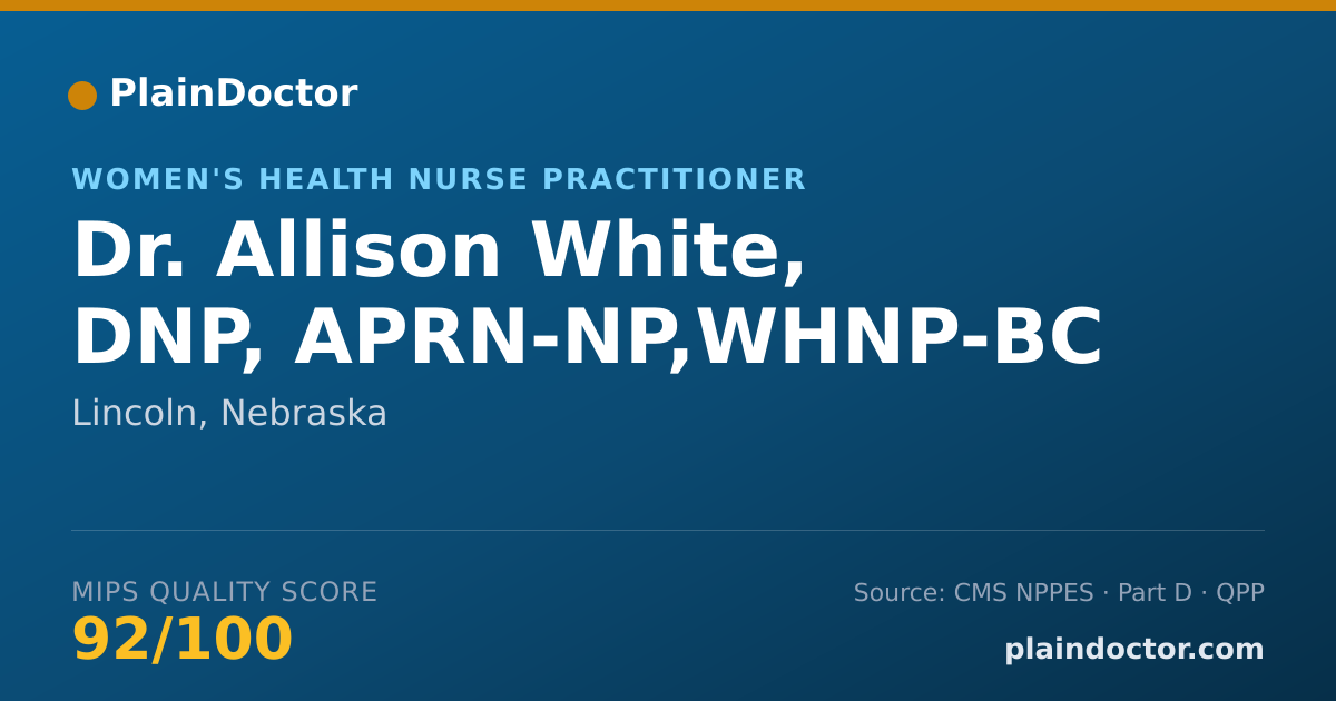 Shareable card for Allison White, DNP, APRN-NP,WHNP-BC - Women's Health Nurse Practitioner, Lincoln, NE