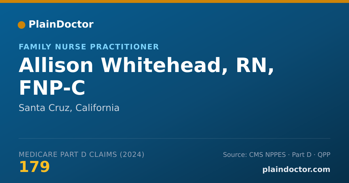 Shareable card for Allison Whitehead, RN, FNP-C - Family Nurse Practitioner, Santa Cruz, CA