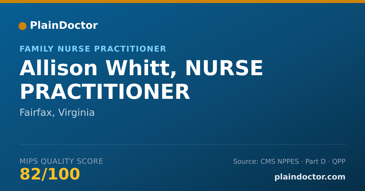 Shareable card for Allison Whitt, NURSE PRACTITIONER - Family Nurse Practitioner, Fairfax, VA