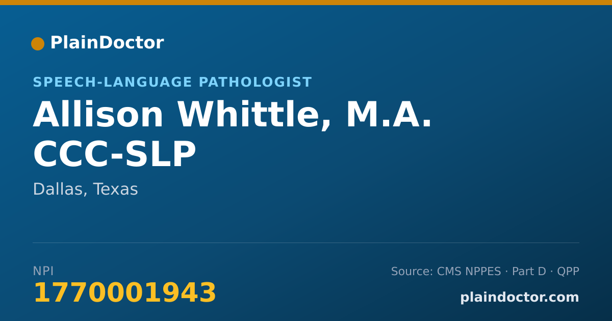 Shareable card for Allison Whittle, M.A. CCC-SLP - Speech-Language Pathologist, Dallas, TX