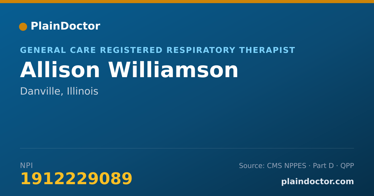 Shareable card for Allison Williamson - General Care Registered Respiratory Therapist, Danville, IL