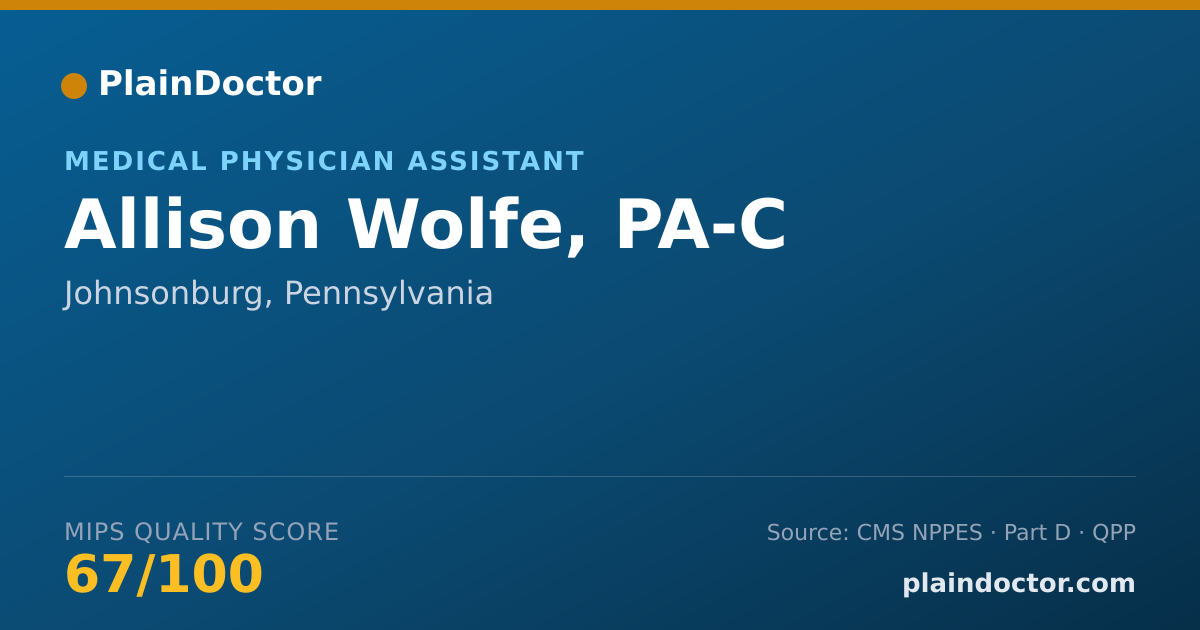 Shareable card for Allison Wolfe, PA-C - Medical Physician Assistant, Johnsonburg, PA