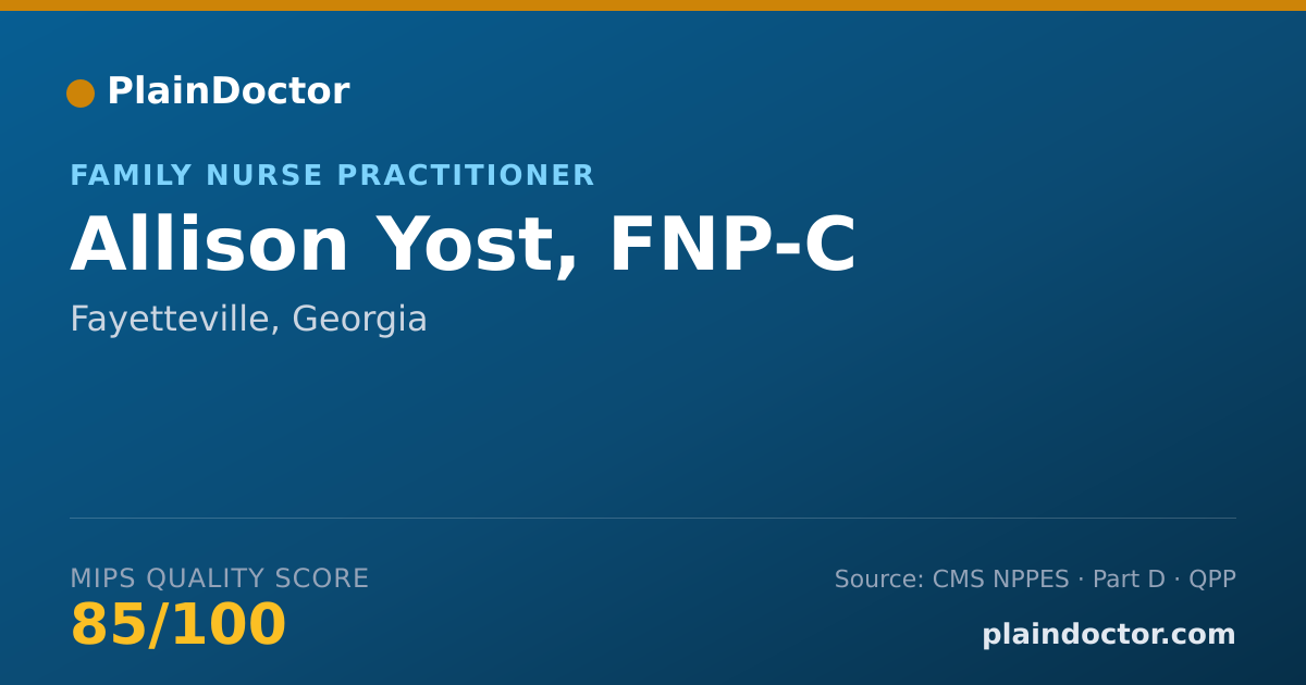 Shareable card for Allison Yost, FNP-C - Family Nurse Practitioner, Fayetteville, GA
