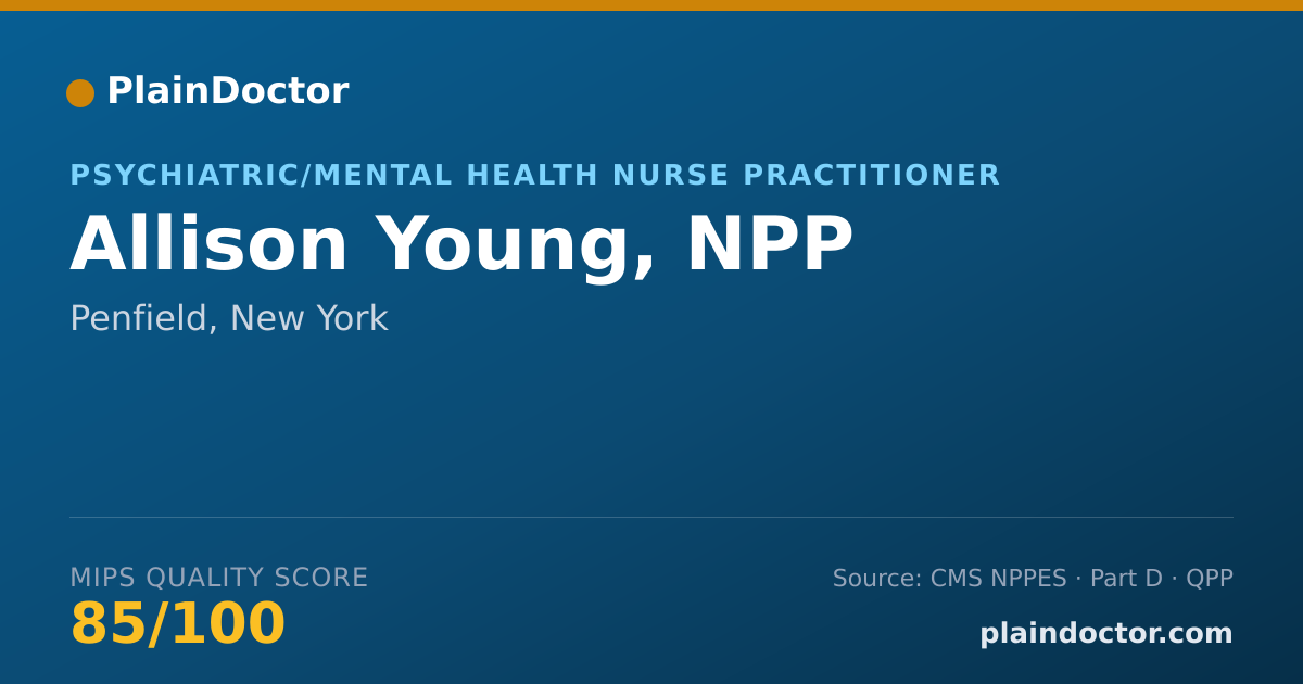 Shareable card for Allison Young, NPP - Psychiatric/Mental Health Nurse Practitioner, Penfield, NY