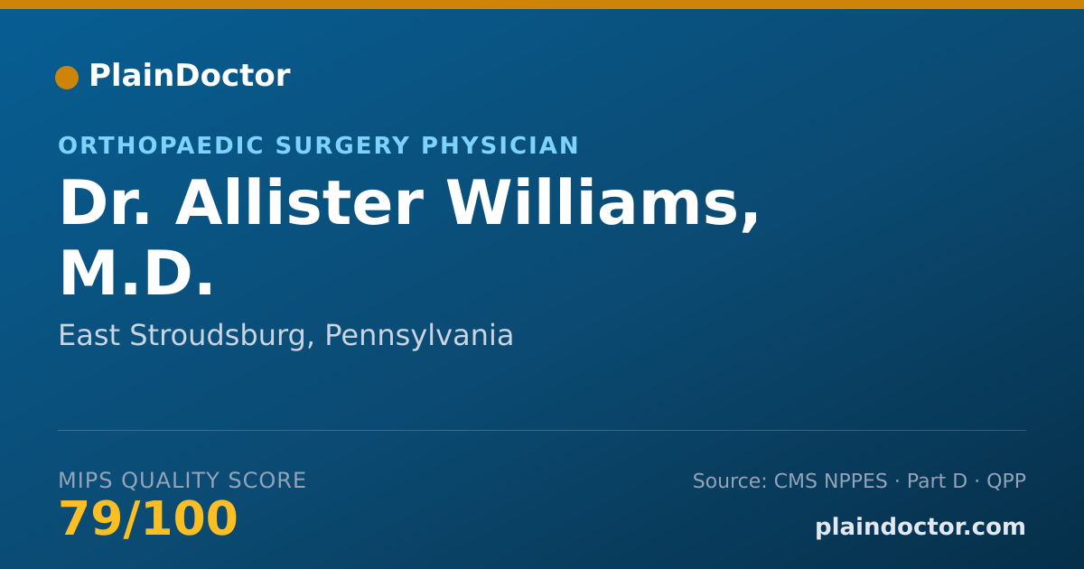 Shareable card for Allister Williams, M.D. - Orthopaedic Surgery Physician, East Stroudsburg, PA