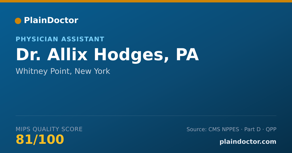 Shareable card for Allix Hodges, PA - Physician Assistant, Whitney Point, NY