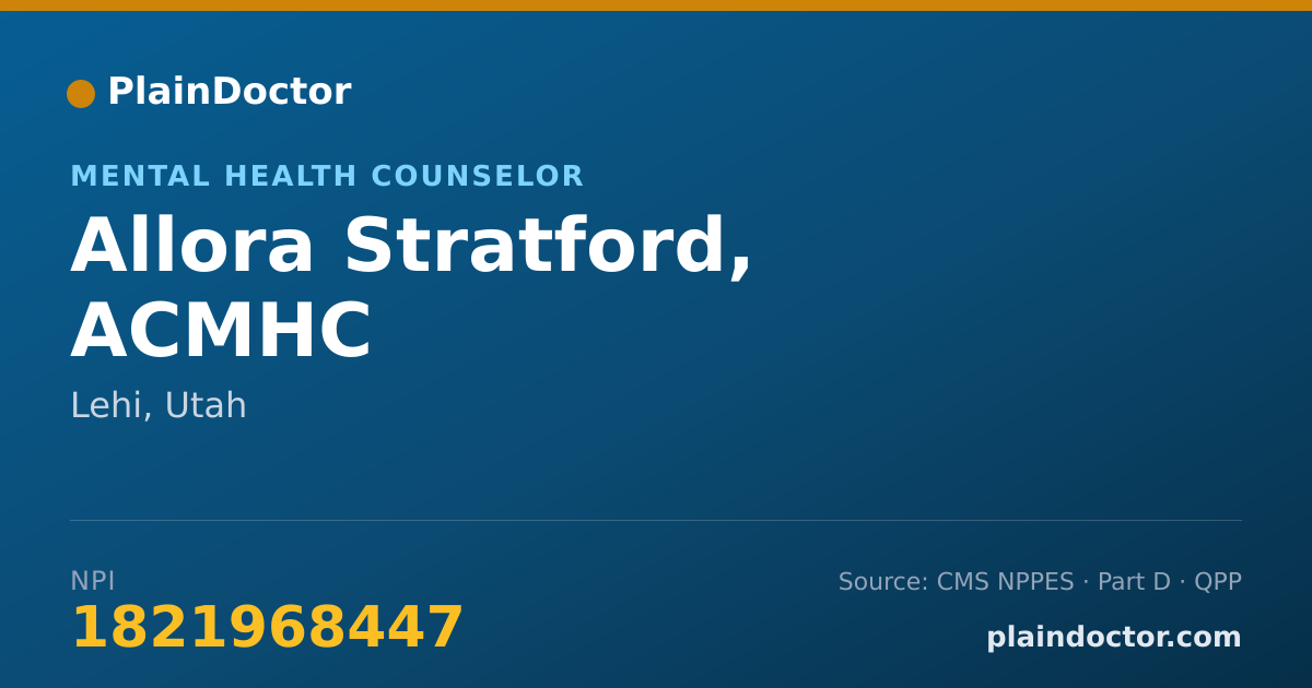 Shareable card for Allora Stratford, ACMHC - Mental Health Counselor, Lehi, UT