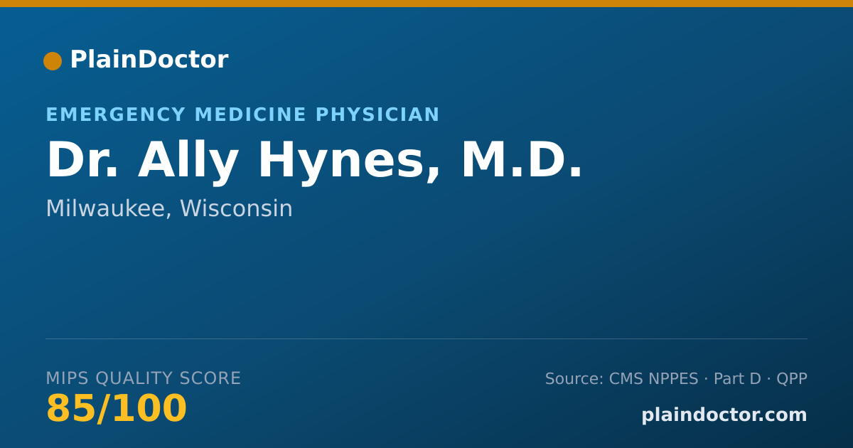Shareable card for Ally Hynes, M.D. - Emergency Medicine Physician, Milwaukee, WI