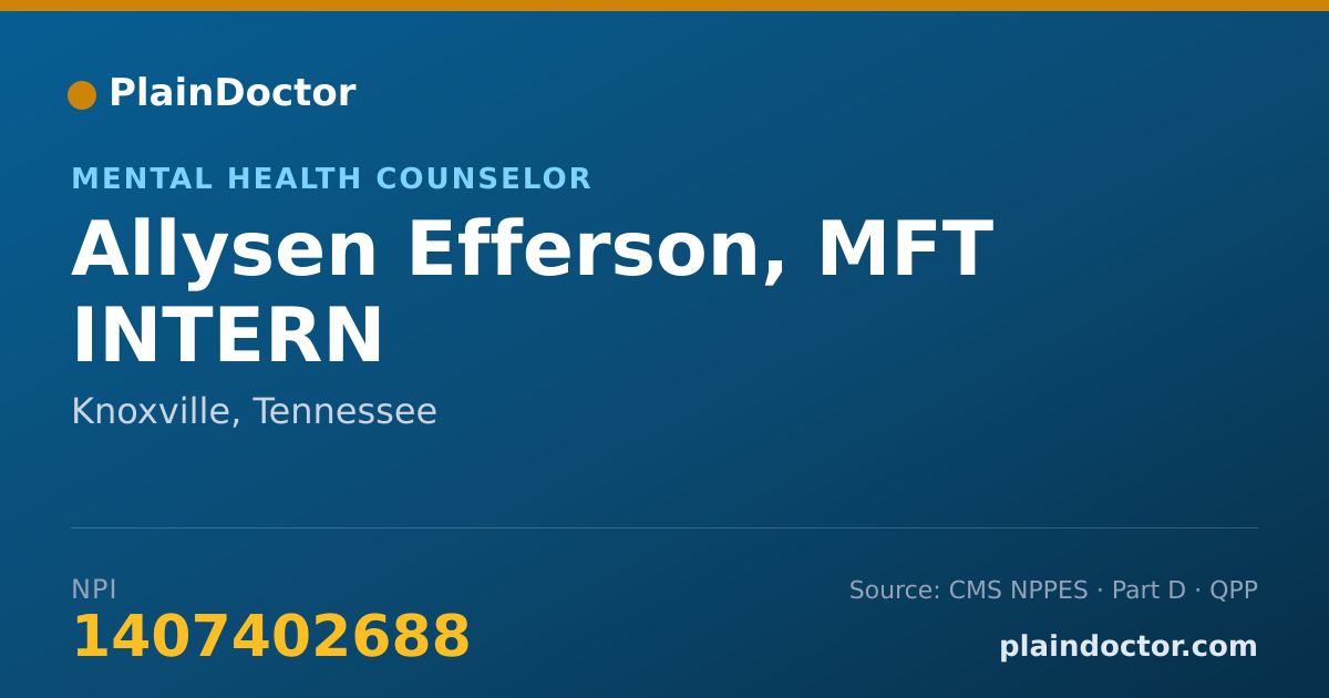 Shareable card for Allysen Efferson, MFT INTERN - Mental Health Counselor, Knoxville, TN