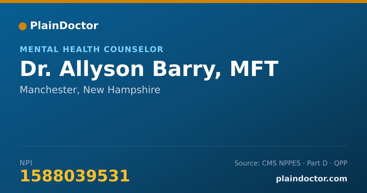 Shareable card for Allyson Barry, MFT - Mental Health Counselor, Manchester, NH