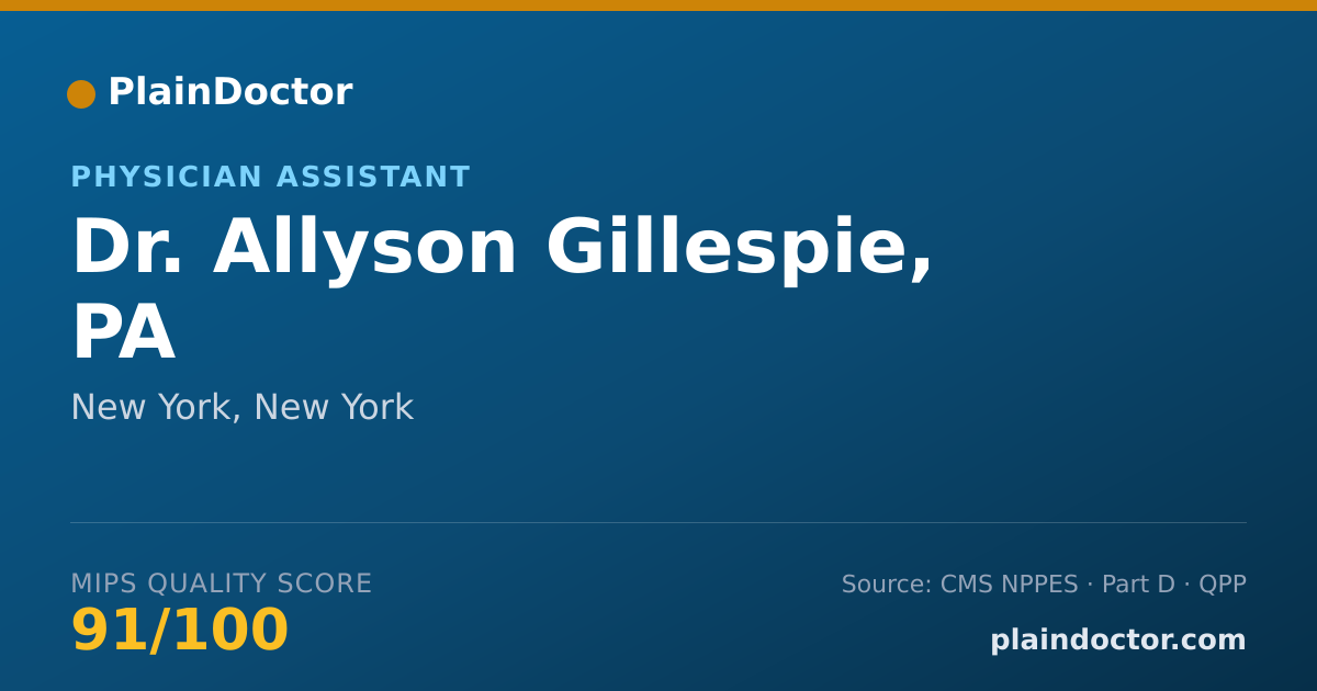 Shareable card for Allyson Gillespie, PA - Physician Assistant, New York, NY
