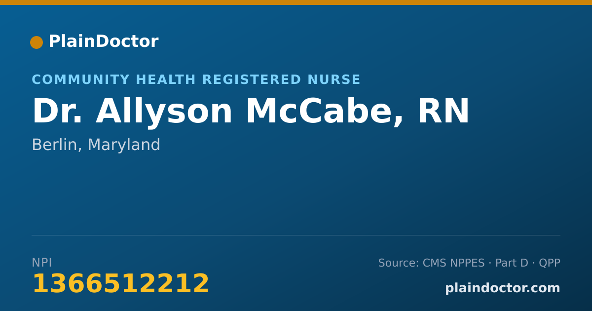 Shareable card for Allyson McCabe, RN - Community Health Registered Nurse, Berlin, MD