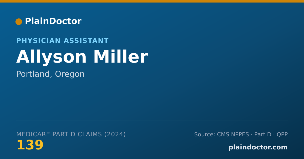 Shareable card for Allyson Miller - Student in an Organized Health Care Education/Training Program, Portland, OR