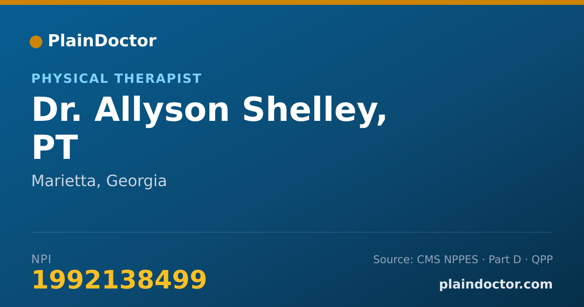 Shareable card for Allyson Shelley, PT - Physical Therapist, Marietta, GA