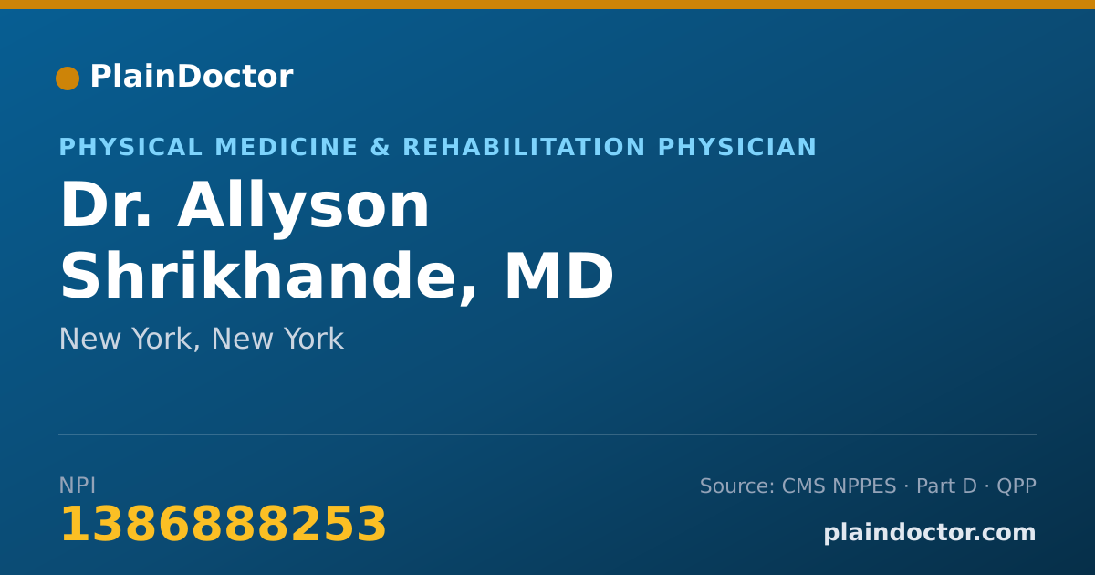 Shareable card for Allyson Shrikhande, MD - Physical Medicine & Rehabilitation Physician, New York, NY