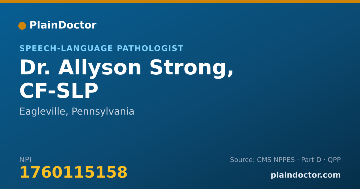 Shareable card for Allyson Strong, CF-SLP - Speech-Language Pathologist, Eagleville, PA