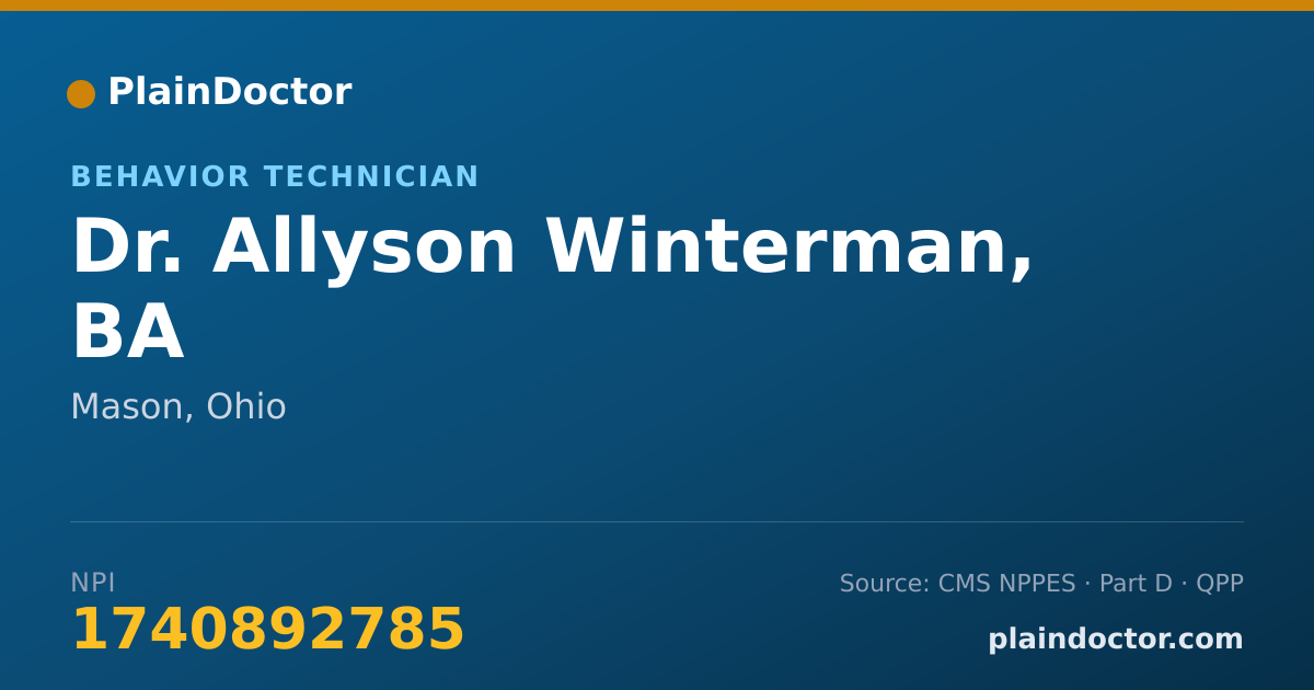 Shareable card for Allyson Winterman, BA - Behavior Technician, Mason, OH