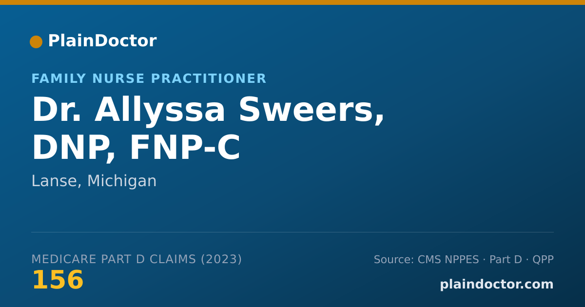 Shareable card for Allyssa Sweers, DNP, FNP-C - Family Nurse Practitioner, Lanse, MI