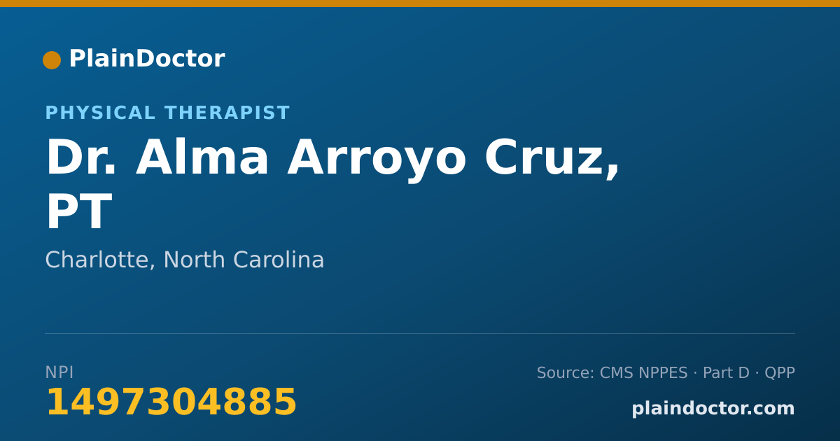 Shareable card for Alma Arroyo Cruz, PT - Physical Therapist, Charlotte, NC
