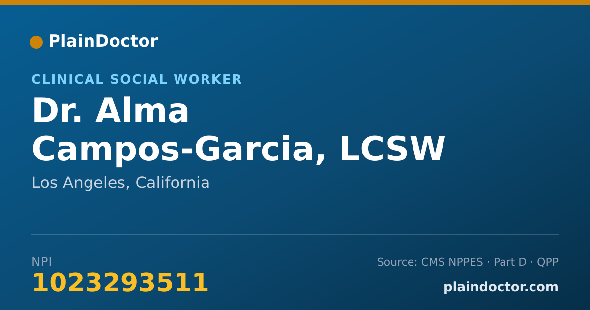 Shareable card for Alma Campos-Garcia, LCSW - Clinical Social Worker, Los Angeles, CA