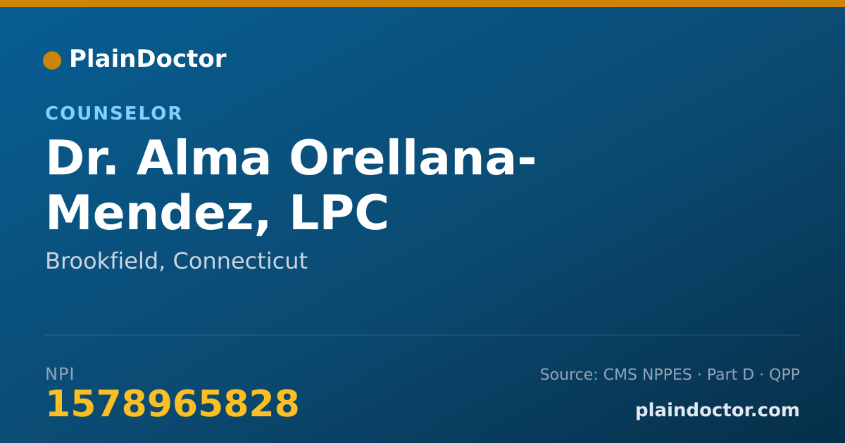 Shareable card for Alma Orellana- Mendez, LPC - Counselor, Brookfield, CT