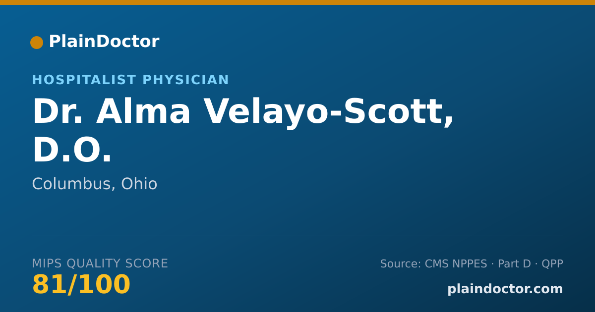 Shareable card for Alma Velayo-Scott, D.O. - Hospitalist Physician, Columbus, OH