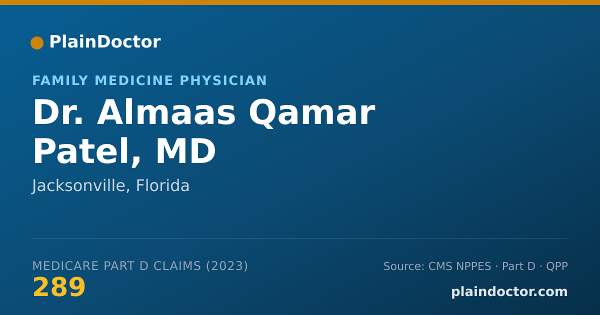 Shareable card for Almaas Qamar Patel, MD - Family Medicine Physician, Jacksonville, FL