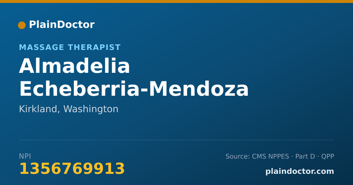 Shareable card for Almadelia Echeberria-Mendoza - Massage Therapist, Kirkland, WA