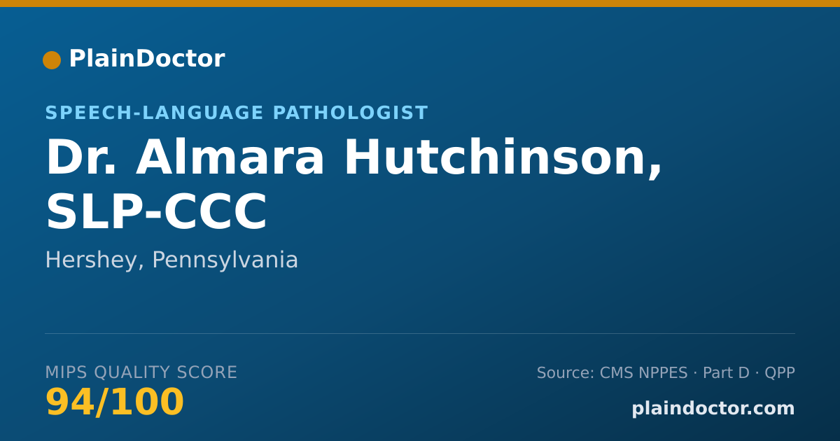 Shareable card for Almara Hutchinson, SLP-CCC - Speech-Language Pathologist, Hershey, PA