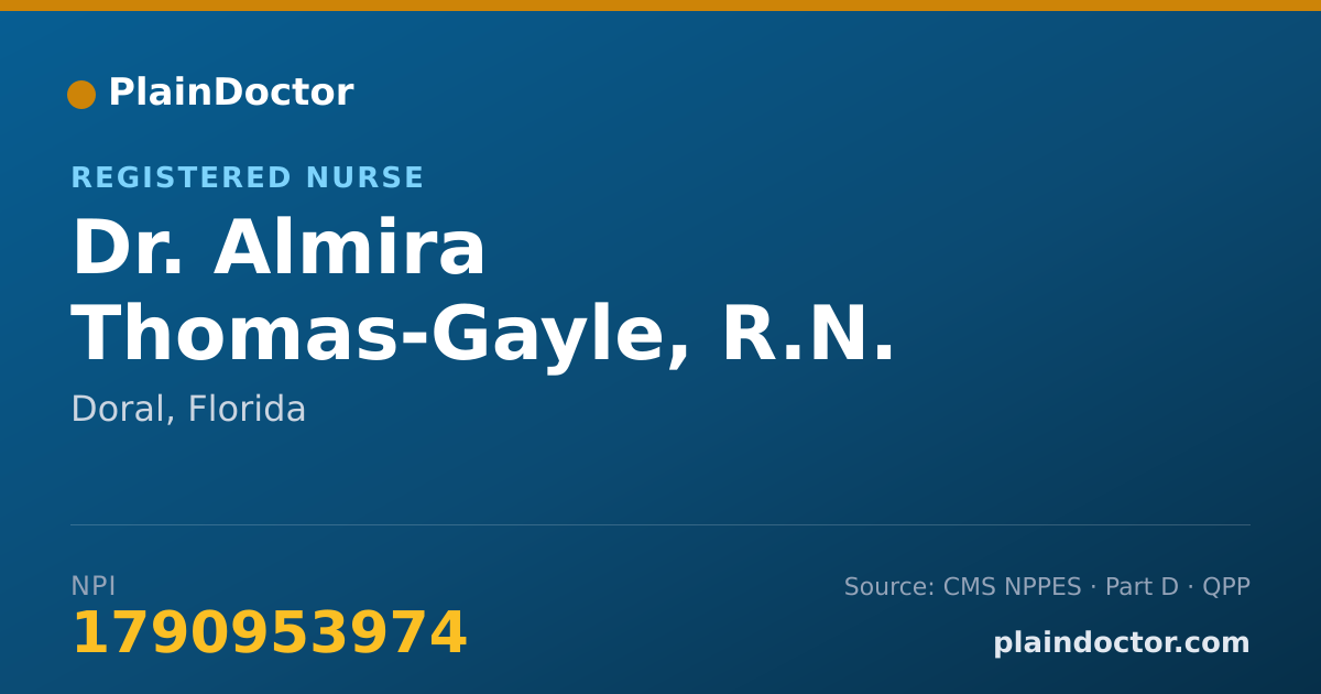 Shareable card for Almira Thomas-Gayle, R.N. - Registered Nurse, Doral, FL