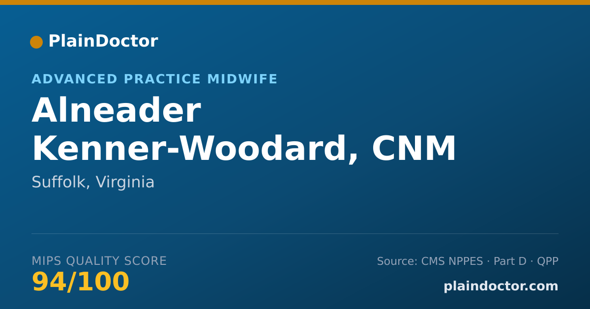 Shareable card for Alneader Kenner-Woodard, CNM - Advanced Practice Midwife, Suffolk, VA