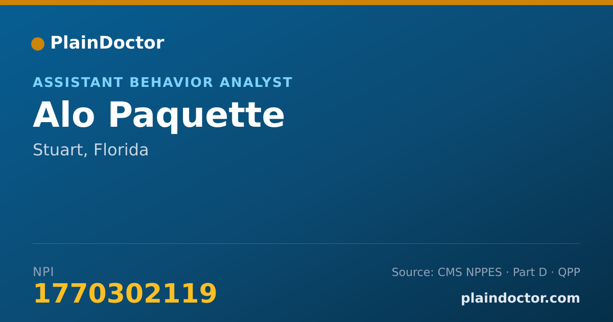 Shareable card for Alo Paquette - Assistant Behavior Analyst, Stuart, FL