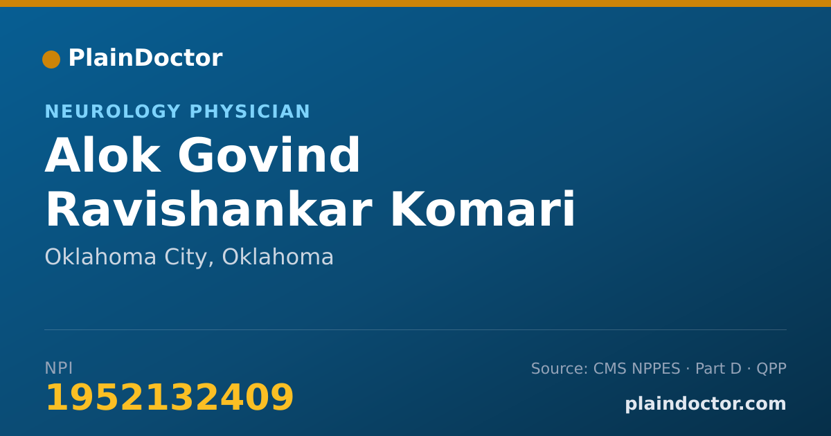 Shareable card for Alok Govind Ravishankar Komari - Neurology Physician, Oklahoma City, OK