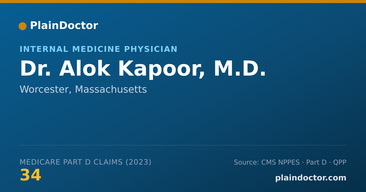 Shareable card for Alok Kapoor, M.D. - Internal Medicine Physician, Worcester, MA