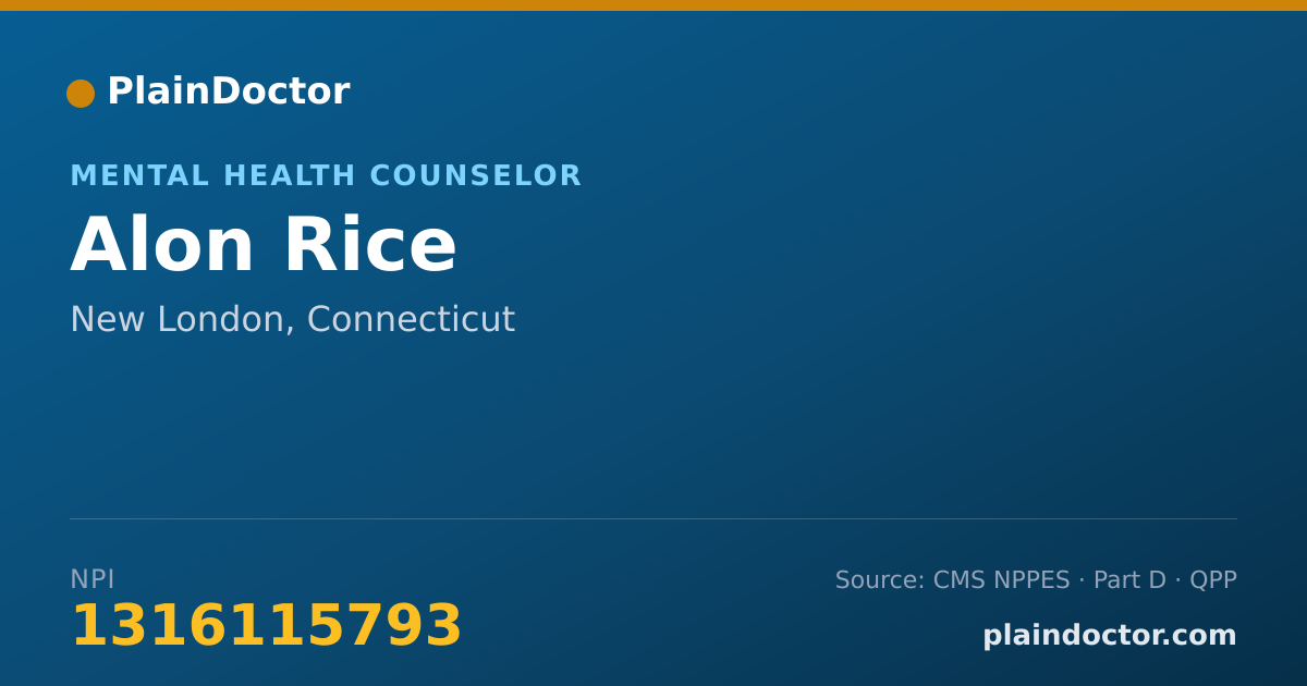 Shareable card for Alon Rice - Mental Health Counselor, New London, CT