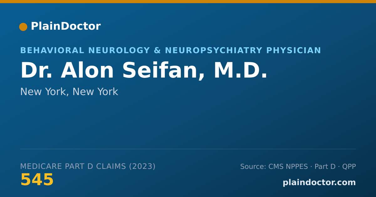 Shareable card for Alon Seifan, M.D. - Behavioral Neurology & Neuropsychiatry Physician, New York, NY