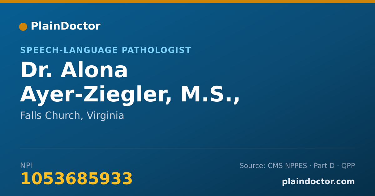 Shareable card for Alona Ayer-Ziegler, M.S., CCC-SLP - Speech-Language Pathologist, Falls Church, VA