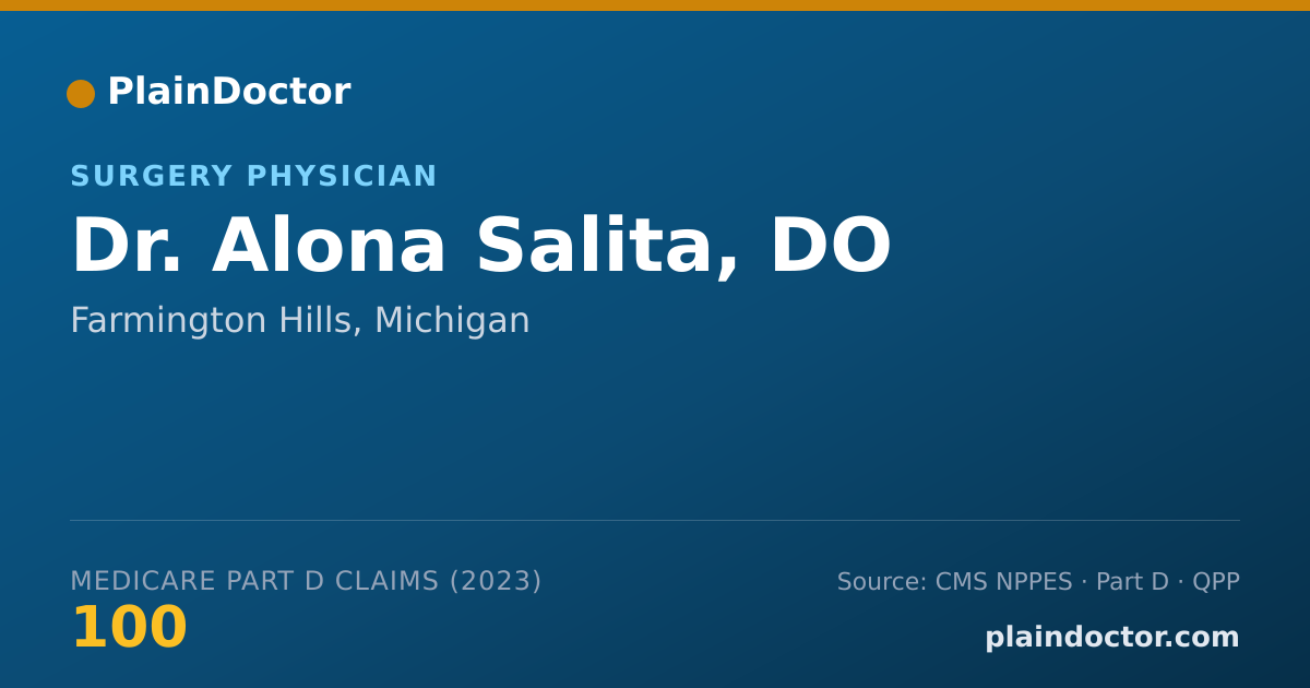 Shareable card for Alona Salita, DO - Surgery Physician, Farmington Hills, MI