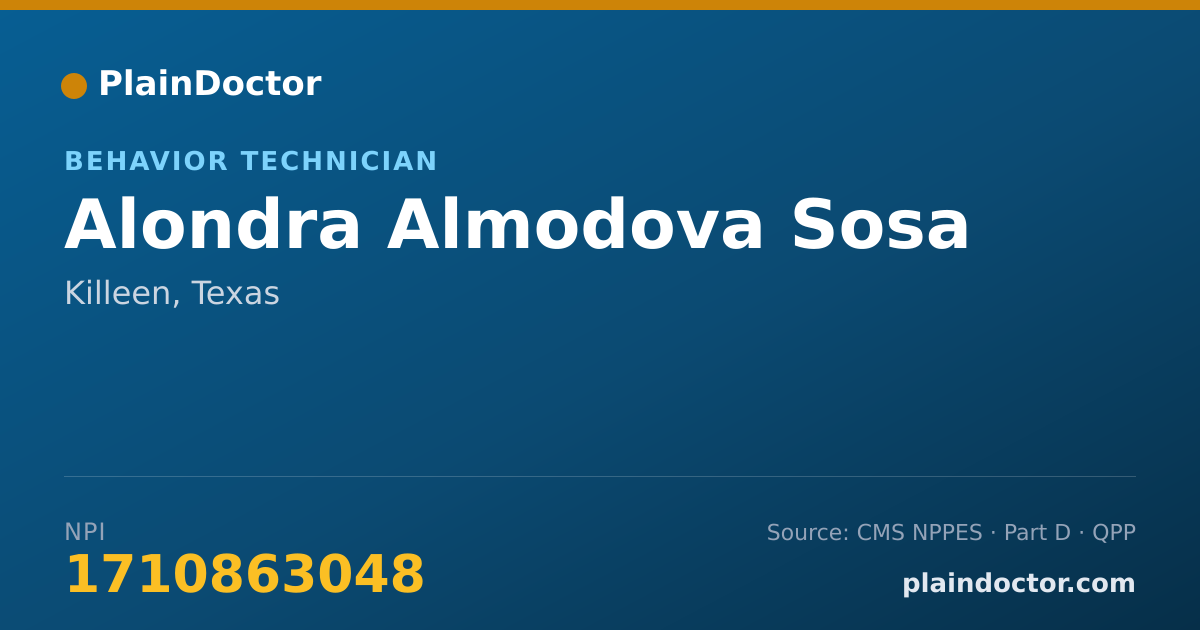Shareable card for Alondra Almodova Sosa - Behavior Technician, Killeen, TX