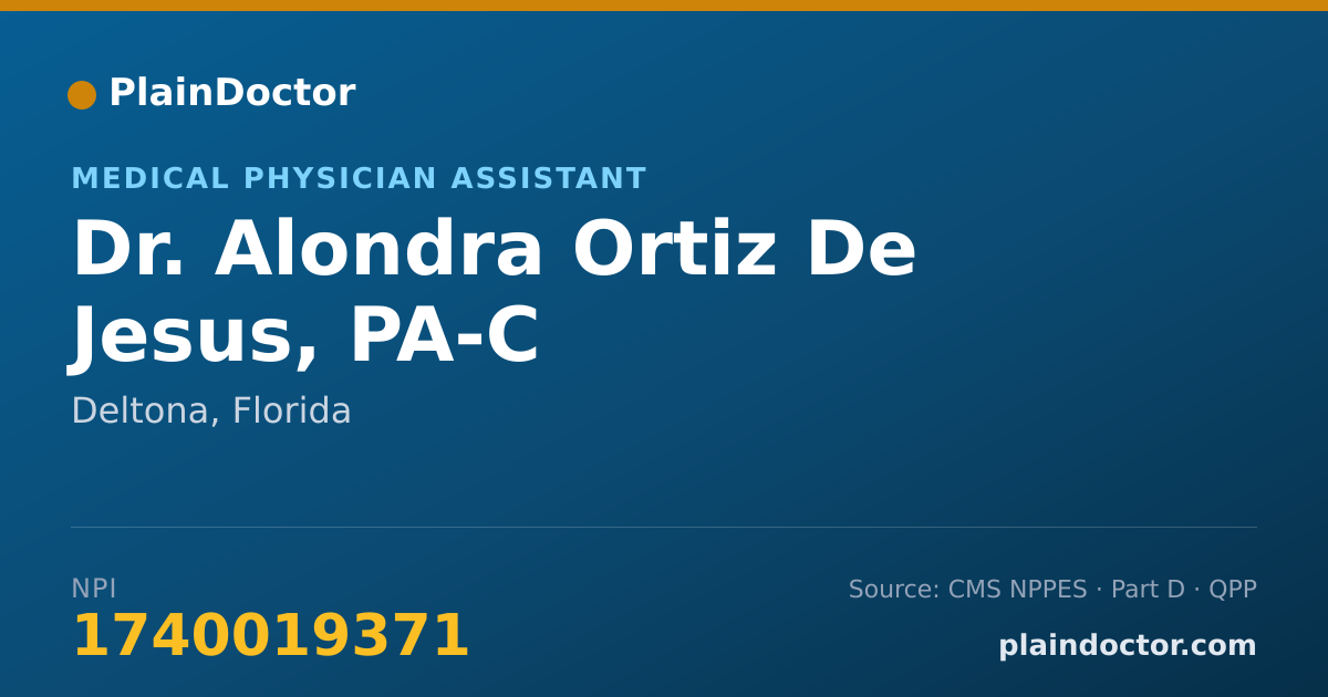 Shareable card for Alondra Ortiz De Jesus, PA-C - Medical Physician Assistant, Deltona, FL
