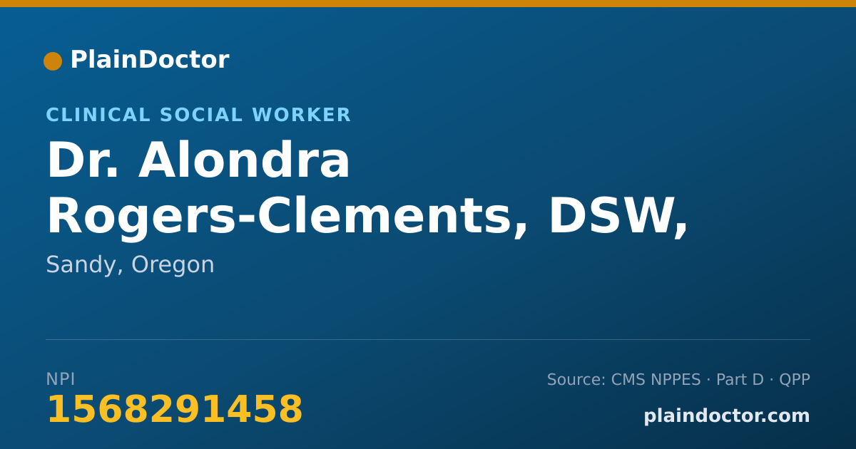 Shareable card for Alondra Rogers-Clements, DSW, MSW - Clinical Social Worker, Sandy, OR