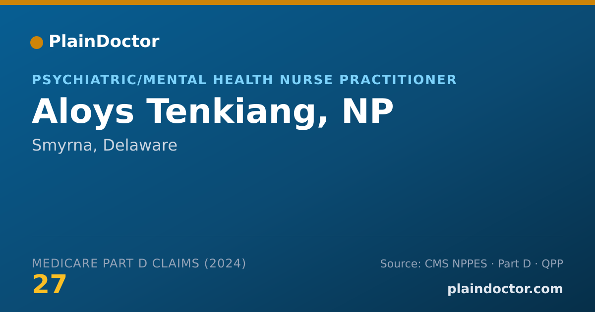 Shareable card for Aloys Tenkiang, NP - Psychiatric/Mental Health Nurse Practitioner, Smyrna, DE