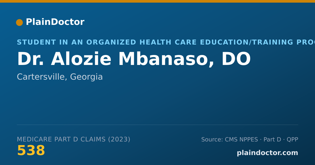 Shareable card for Alozie Mbanaso, DO - Student in an Organized Health Care Education/Training Program, Cartersville, GA
