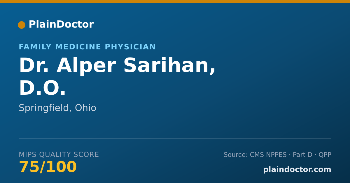 Shareable card for Alper Sarihan, D.O. - Family Medicine Physician, Springfield, OH