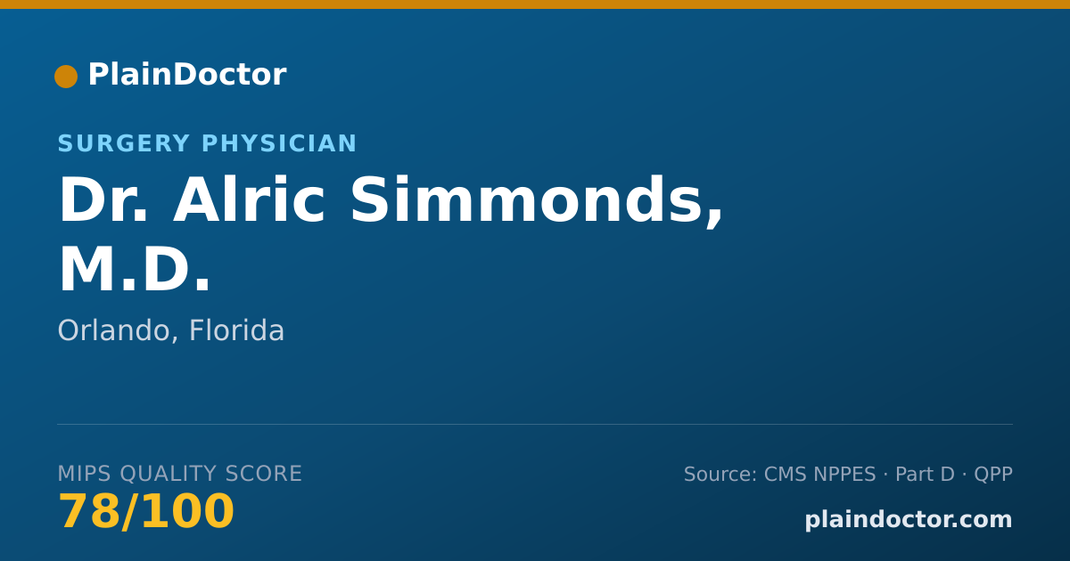 Shareable card for Alric Simmonds, M.D. - Surgery Physician, Orlando, FL