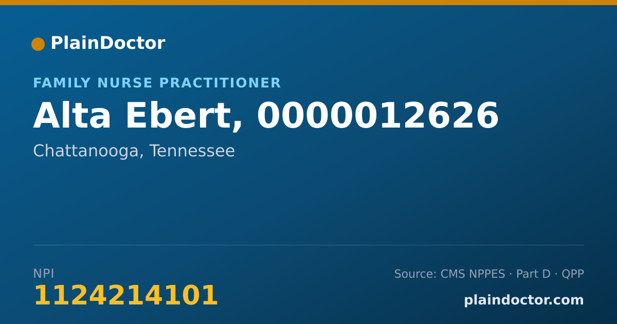 Shareable card for Alta Ebert, 0000012626 - Family Nurse Practitioner, Chattanooga, TN