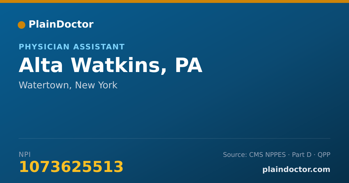 Shareable card for Alta Watkins, PA - Physician Assistant, Watertown, NY