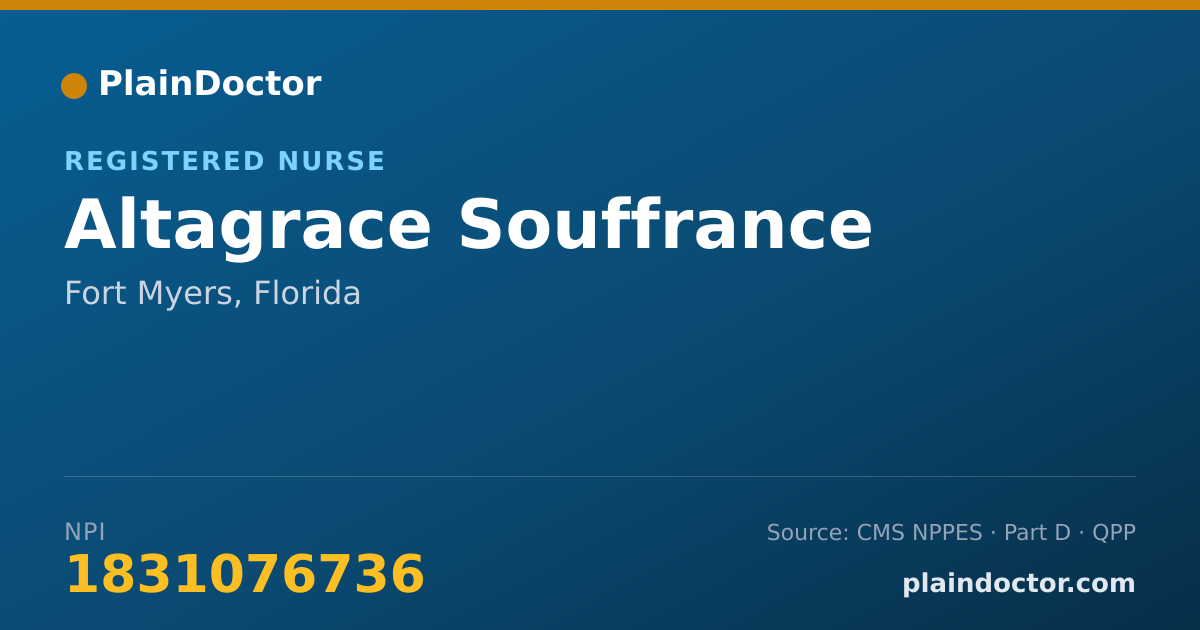 Shareable card for Altagrace Souffrance - Registered Nurse, Fort Myers, FL